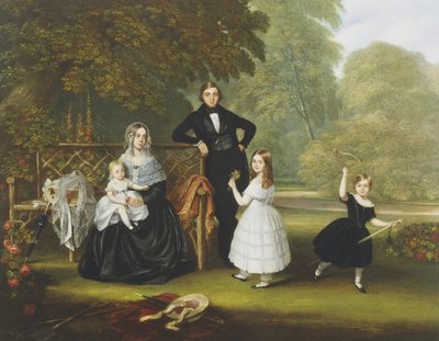 Eine viktorianische Familie in einem Garten von Robert Langley